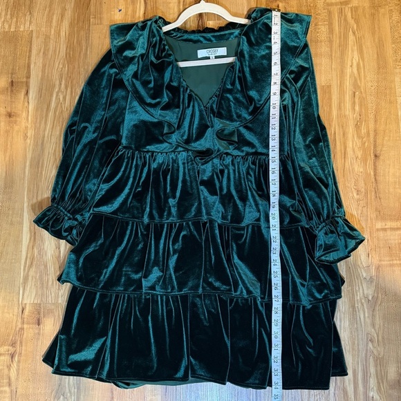Crosby By Mollie Burch Anna Julia Emerald Green Velvet Mini Dress Size S - Picture 6 of 9